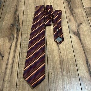 JZ Richards Burgundy Stripe Silk Tie